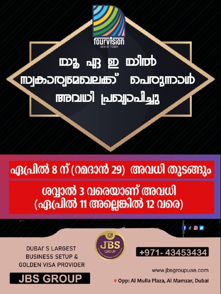 യൂ ഏ ഇ യിൽ സ്വകാര്യമേഖലക്ക്  പെരുന്നാൾ അവധി പ്രഖ്യാപിച്ചു